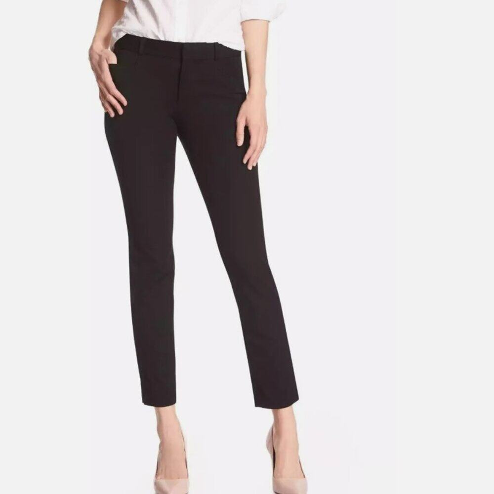 Banana Republic Women's Slim Straight Ankle Trouser Pant Black Size 12 Short